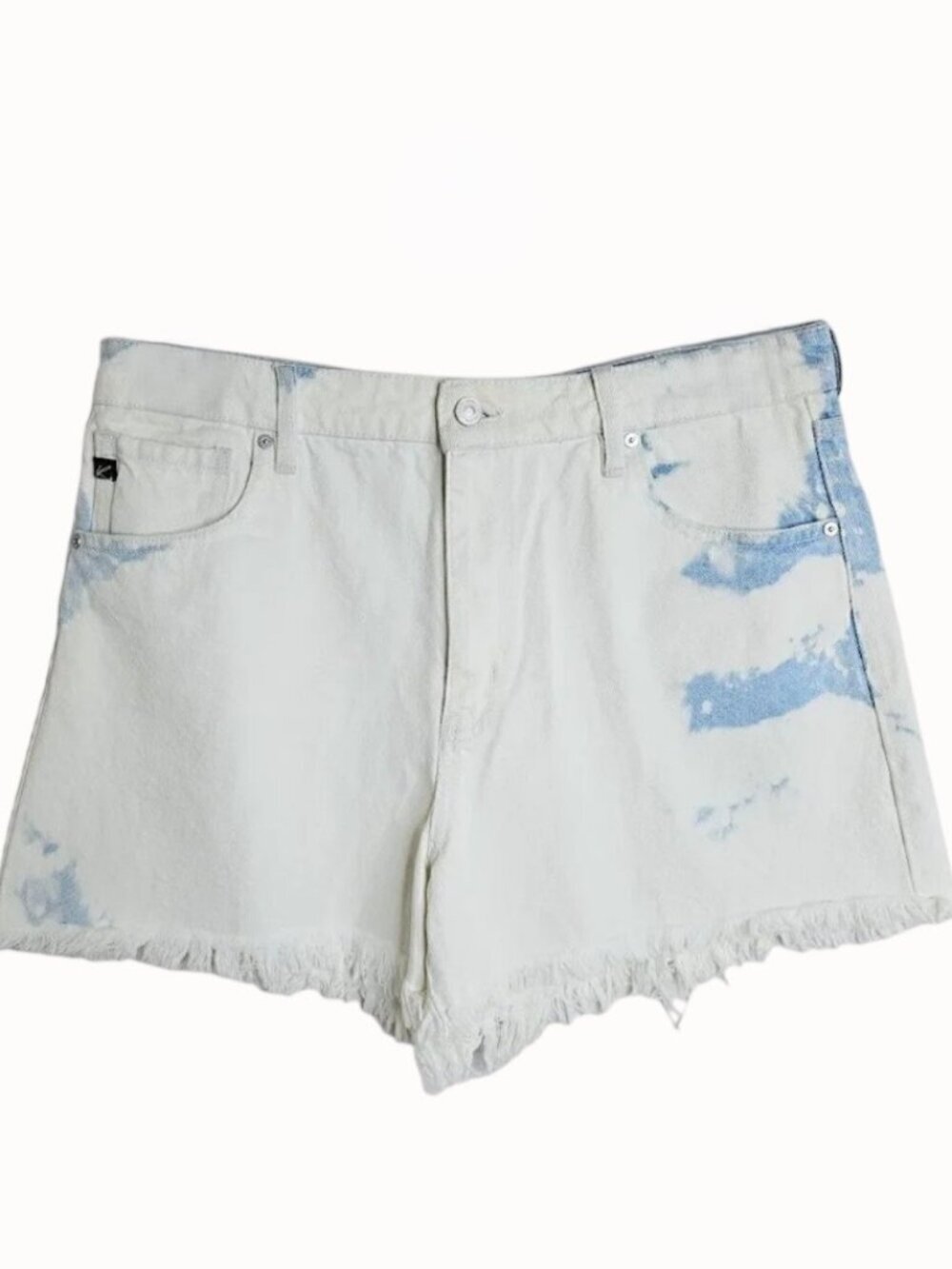 NEW KANCAN Maggie Jean Shorts size 13/30 BLUE & WHITE Denim High Rise Raw Hem